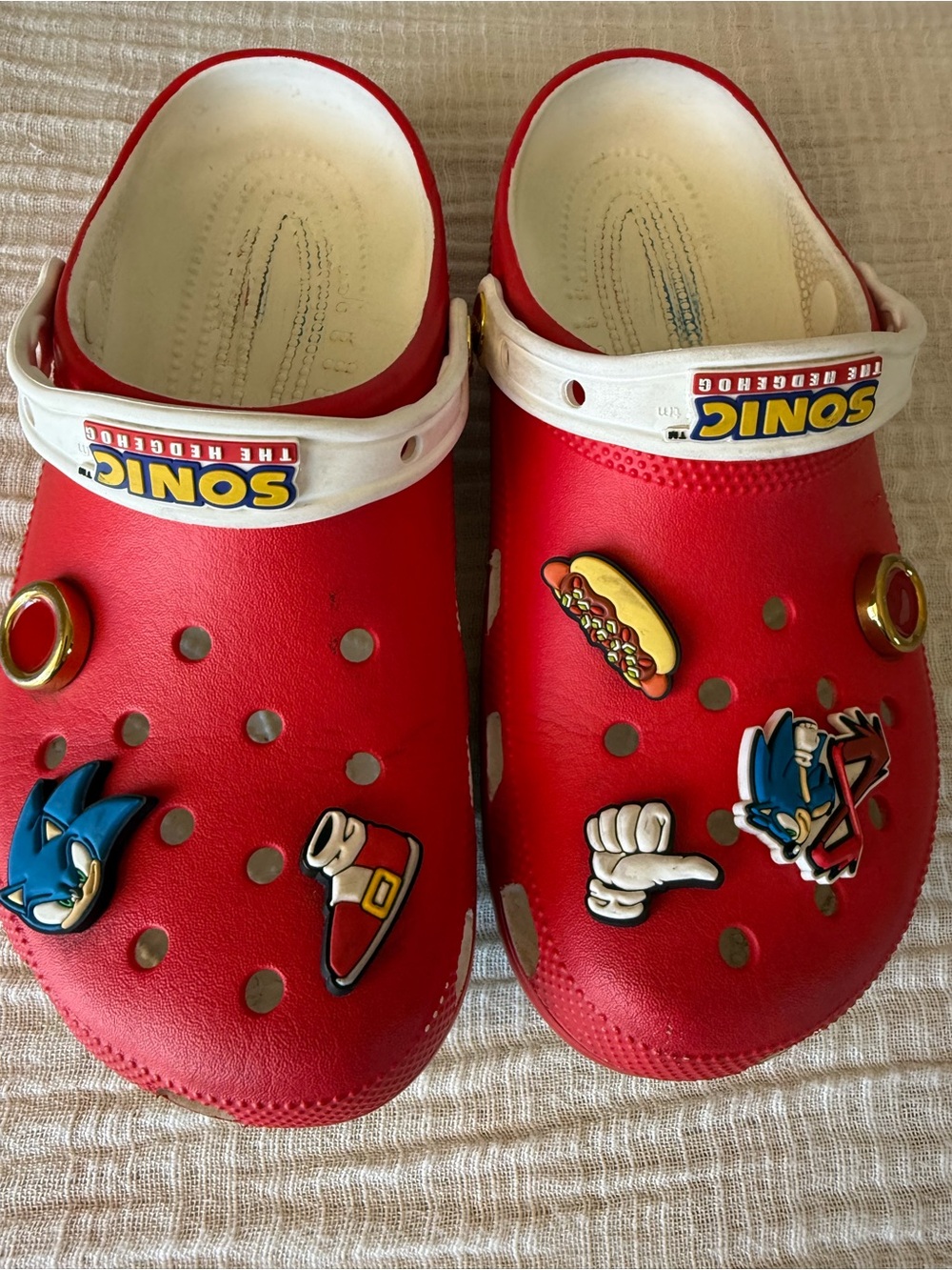 🔴 Crocs Sonic the Hedgehog Classic Clog Red Unisex Mens 8 Womens 10 SEGA Jibbitz